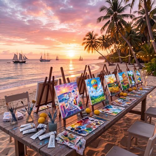 Cholemy 36 Pcs Paint and Sip Kit Gift for Adults 8''x10'',Natural Scenery - style: Natural Scenery