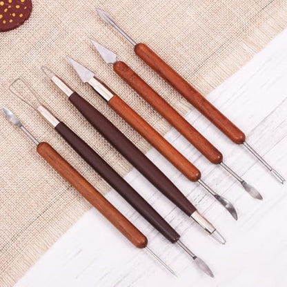 Clay Tools Sculpting for Polymer Air Dry Modeling Clay Beginners & Professionals Ideal for DIY Pottery & Ceramics Tools Double-Sided Polymer Carving Tools Kit (6)