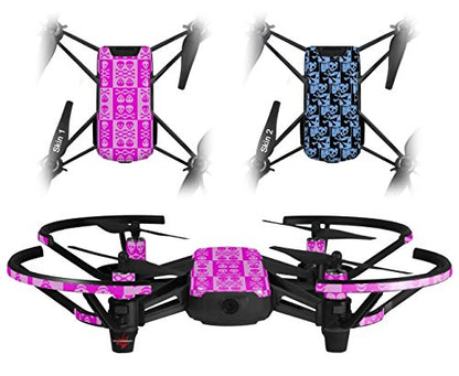 Skin Decal Wrap 2 Pack Compatible with DJI Ryze Tello Skull and Crossbones Pattern Pink Drone NOT Included