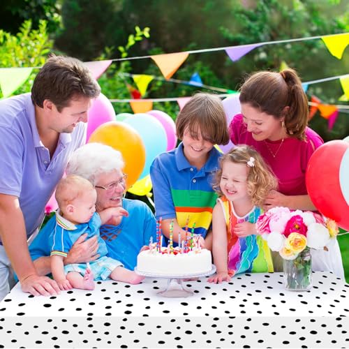 Mindsoft 3 Pcs White Black Polka Dot Plastic Tablecloth Party - color: White, style: Black Polka Dot