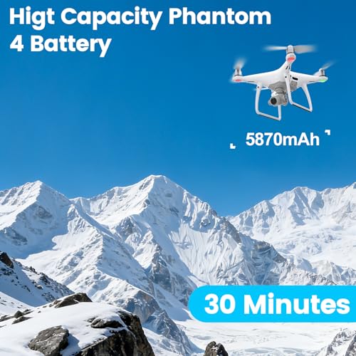 Phtanom 4 High Capacity (15.2V 5870mAh) Intelligent Flight Battery (2-Pack),Max 30 Mins Flight Time,Compatible with Phantom 4/4 Pro/4 Pro V2.0/4 Advanced/4 PTK Series Drone - size: battery*2