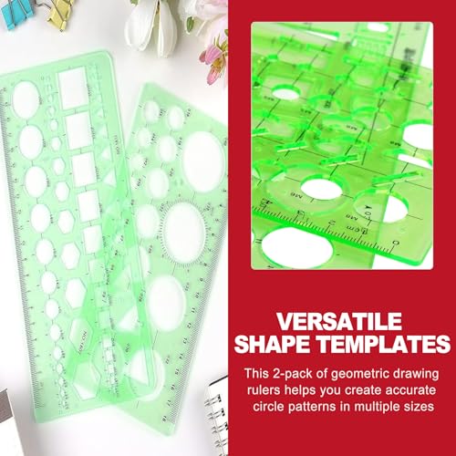 2 Pack Circle Template Set for Drawing and Drafting, Geometric Geometry Template Circle Ruler for Painting, Ideal for Office, Architecture and Design