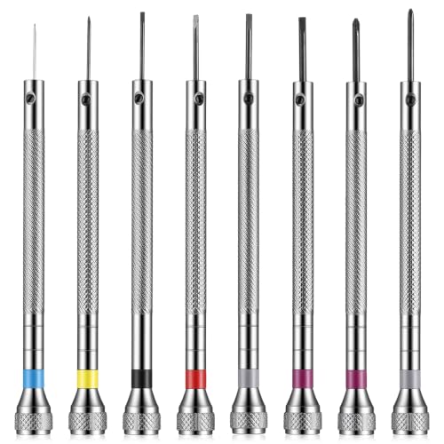 8 Pcs Watch Repair Screwdriver Set, 0.6-1.6 mm Flathead & Phillips Screwdriver