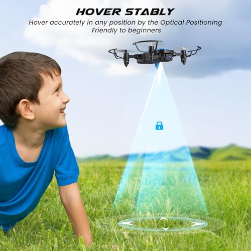 SIMREX Mini Drone with 720P Camera for Kids & Beginners - Foldable RC Quadcopter, Optical Flow Positioning, Altitude Hold, 3D Flip, 2 Batteries 20Min Flight, Safe & Easy Indoor Outdoor Flying Toy Gift (NEW BLUE) - color: Blue