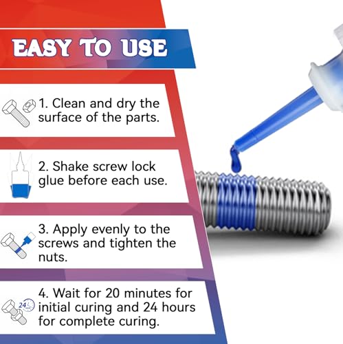 Thread Lock, 50ml*2, Medium Strength Threadlocker, Thread Locker for Nuts, Bolts, Metal Fasteners to Against Losening and Seal, Blue*2 - style: Blue*2
