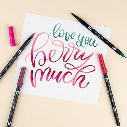 Tombow 56237 Dual Brush Pen Art Markers, Very Berry, 6-Pack
