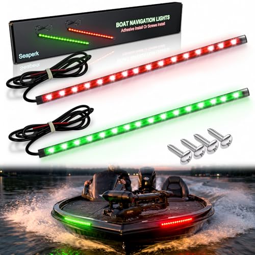 Boat LED Boat Navigation Light, Red and Green Marine Navigation Lights for Boats led, Boat Bow Lights for Night Fishing Night Boating, Nav Light for Bass Boats, Pontoon, Jon Boats - color: 1Pcs Red, 1Pcs Green