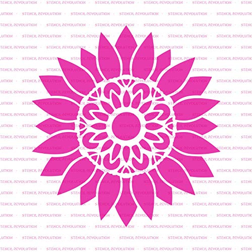 Mandala Sunflower Stencil - Stencil Template, Nature Stencil, Large Stencils, Sunflower Template, Stencils for Wood - size: 8"x8"