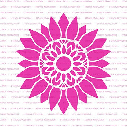 Stencil Revolution Sunflower Mandala Stencil - Nature Stencil, Large Stencils, Wood Stencils - size: 12"x12"