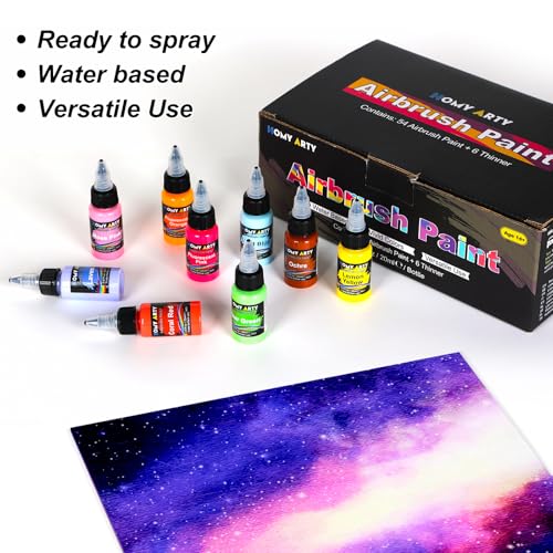 HOMY ARTY Airbrush Paint - 54 Colors with 6 Thinner - color: 54 Colors with 6 Thinner