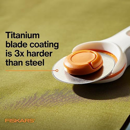 Fiskars 45mm Titanium Rotary Cutter Blade Replacements for Fabric, 2-Pack - size: 45mm, style: 2 Pack - Titanium