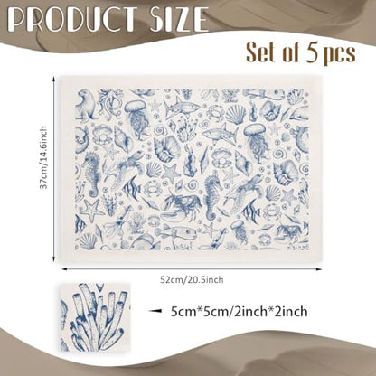 EVERJOYCRAFT 5pcs Underglaze Transfers for Pottery Marine Ceramic Decals - color: Marine Life