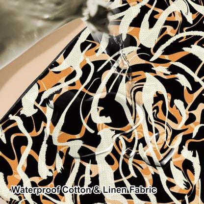 Boho Makeup Bag, Abstract Zebra Striped Cosmetic Bag Makeup Organizer Pouch - color: AbstractArt01