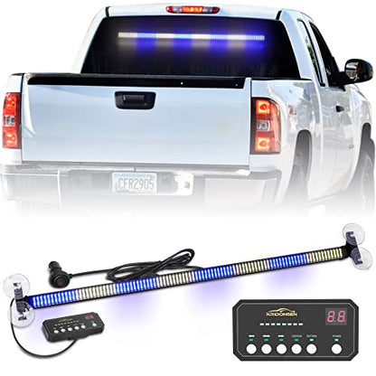 XRIDONSEN 35 inch Traffic Advisor Light Bar Blue and White Emergency Lights - color: Blue/White