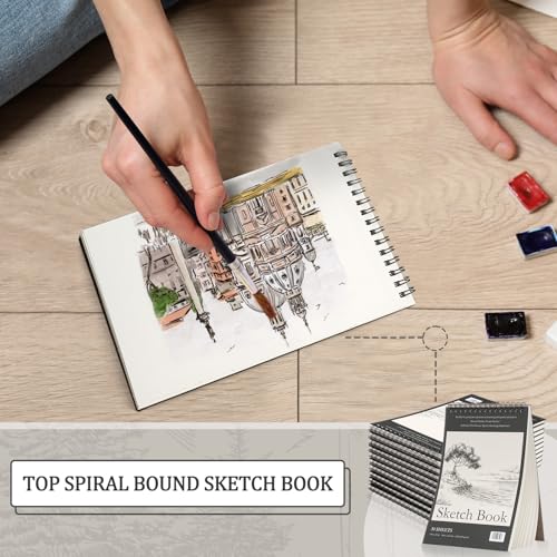 Jexine 60 Pcs Sketch Book Bulk 5.5"x8.5" Top Spiral Bound,Tree - style: Tree
