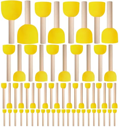 60 Pcs Round Paint Sponges Set, 5 Sizes Sponge Brushes for Painting - style: 60 Pcs Yellow