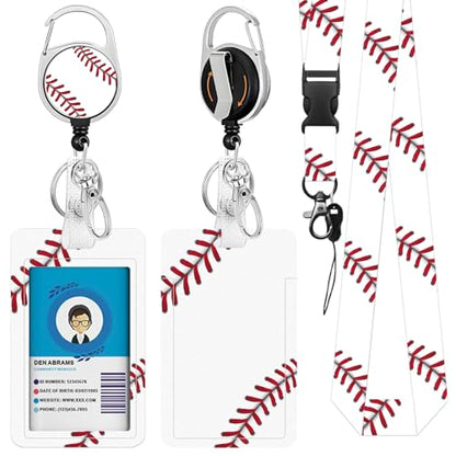 Baseball ID Badge Holder with Lanyard Vertical Card Cover Protector - color: Baseball