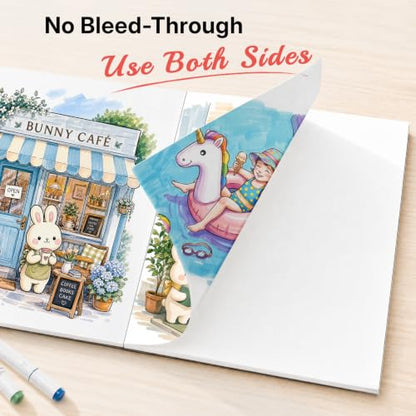 Umriox 60 Sheets 150 GSM Double Sided Marker Paper Pad, 9x12 Bleedproof - size: 60 Sheets/120 Pages