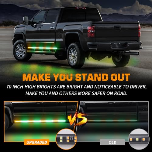 XRIDONSEN 70 inch Running Board Strobe Lights Amber Green Emergency Lights - color: Amber/Green