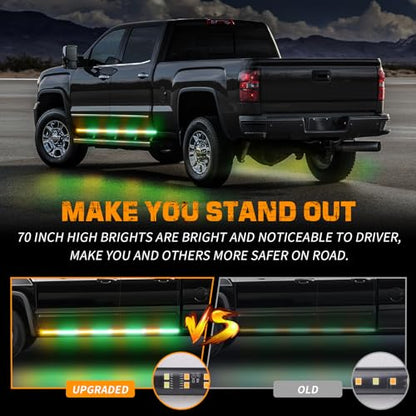 XRIDONSEN 70 inch Running Board Strobe Lights Amber Green Emergency Lights - color: Amber/Green