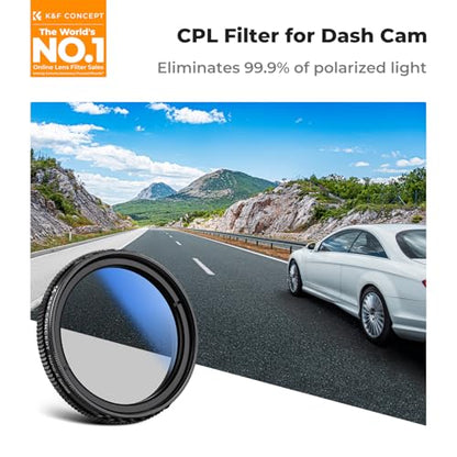 K&F Concept 40mm Ultra-Slim CPL Circular Polarizer Dashcam Filter for E1, E2, E3, E1 Lite, S1 Pro, N4 Pro N5 Dashcam, Reduce Glare and Reflection, Enhance Contrast