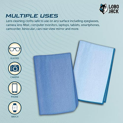2 Steps Microfiber Cleaning Cloths: Clean and Polish | Cloth Cleaners for Eyeglasses, Camera Lenses, Cellphone and Tablet Screen (6 Pack)