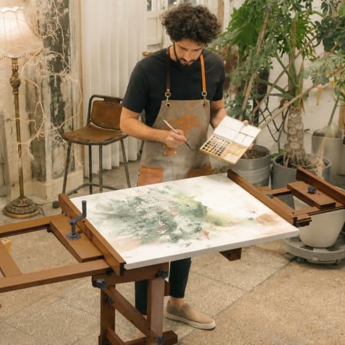 MEEDEN Extra-Large H Frame Easel: Solid Beech Wood Artist Easel for Adults - color: Walnut