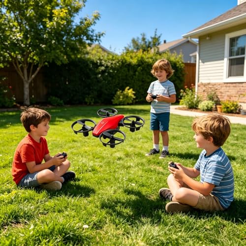 Mini Drone with 360° Flip & Headless Mode - Handheld Remote Control Quadcopter for Beginners and Adults, 2.4G Anti-Interference, 3 Speeds, 8min Flight, Full Protection (Red)