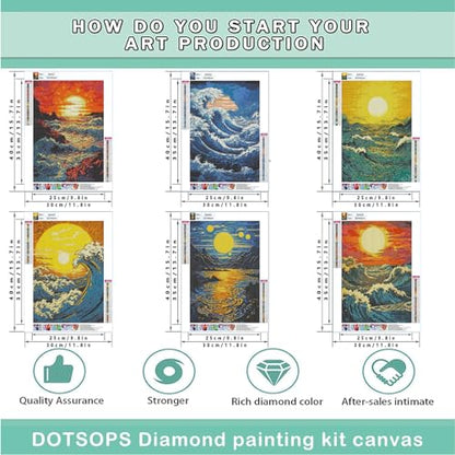 DOTSOPS 6 Pack Great Wave Diamond Painting Kits for Adults Painting Kit - color: Sunset