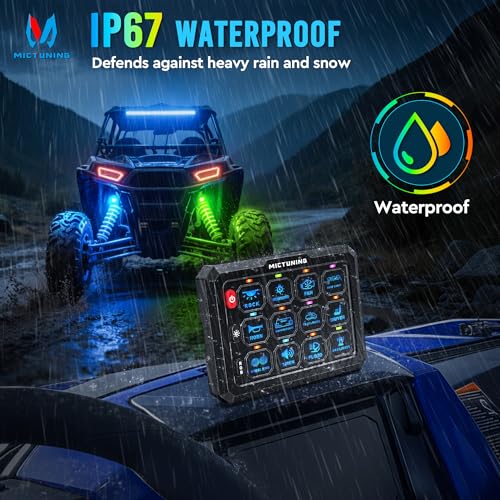 MICTUNING P1C+ RGB 12 Gang Switch Panel, IP67 Waterproof - color: Wired, size: 12 Gang
