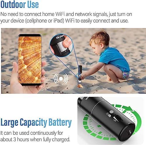 Wireless Digital Microscope, Skybasic 50X-1000X Magnification WiFi Portable Handheld Microscopes with Adjustable Stand HD USB Microscope Camera Compatible with iPhone Android iPad Windows Mac Computer - color: Black