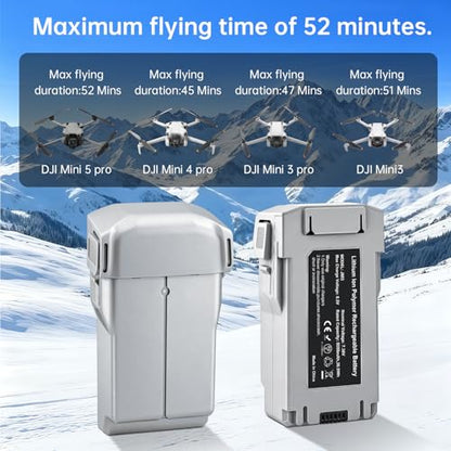 Fantasyo Mini 5 Pro/4 Pro/Mini 3 Intelligent Flight Battery 1 Pack, Supports Max 52 Mins Flight Time, 7.16V 5000mAh Replacement Battery for DJI Mini 5 Pro/Mini 4/3/3 pro Plus Drone