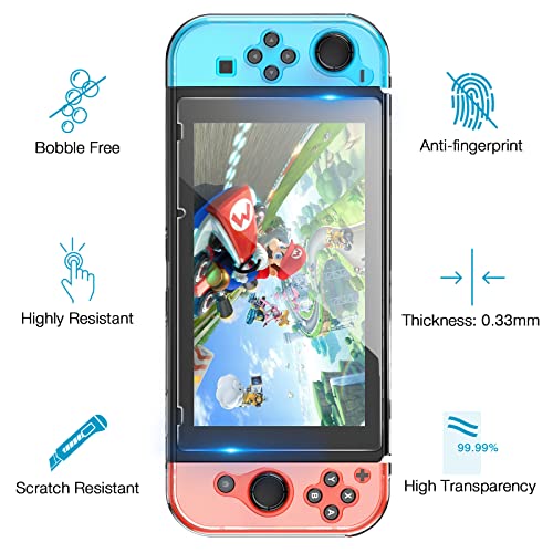 HEYSTOP Switch Carrying Case with Screen Protector, 9 in 1 Accessories Kit and 6 Pcs Thumb Grip, Protective Case