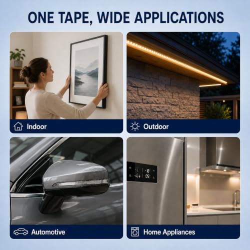 Double Sided Tape Heavy Duty 1''×10Ft 4950 White, 1.1mm Thick Wall Tape - size: 1''×10Ft