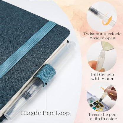 Watercolor Journal Sketchbook 2 Pack 5.5x5.5 Navy Blue - color: Navy Blue, size: 5.5x 5.5 Inch 2 Pack