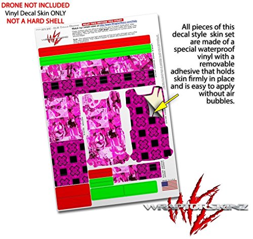Skin Decal Wrap 2 Pack Compatible with DJI Ryze Tello Pink Plaid Graffiti Drone NOT Included