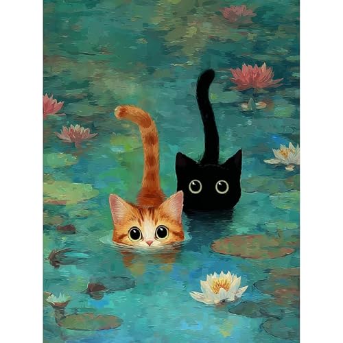 VIGEGU Black Cat Paint by Numbers Kit for Adults Beginner 16x20 Inch - color: MT6062