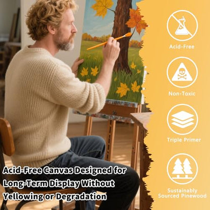 2-Pack 28x40 Large Stretched Canvas 380gsm Cotton for Oil & Acrylic - size: 2PK - 28"x40"