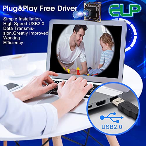 ELP 16 Megapixel USB Camera Module with 75degree No Distortion Lens 3496P 6K Embedded Webcam Board for Computer 16mp CMOS IMX298 USB2.0 Video Raspberry Pi Web PC Camera for 3D printer Bar/QR Code Scan