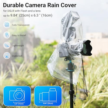2PCS Clear Camera Rain Cover w Flash for Camera + Lens up to 6.3"x9.8"(DXL) - color: (2Pack)for Camera w Flash