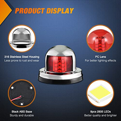 Nilight Marine Boat Navigation Light 2PCS 8LED Red Green Bow Lights - color: 8LED Navigation Light-2Pcs
