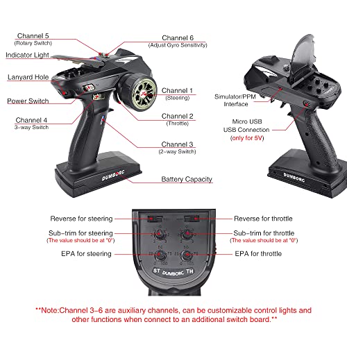 DUMBORC X6 2.4GHz 6CH RC Radio Transmitter and Receiver X6FG(Built-in Gyro)