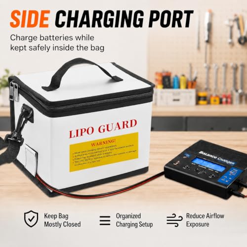 LiPo Safe Bag Fireproof Explosionproof Battery Storage & Charge Safe Pouch - color: White