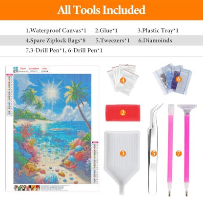 ZeeLionArt Diamond Art Kit, Beach Landscape Scenery, 12 x 16 Inch - color: DP04319