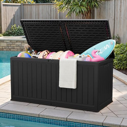 JUMMICO HDPE 270 Gallon Deck Box Double-Wall with Divider - color: Black, size: 270 gallon