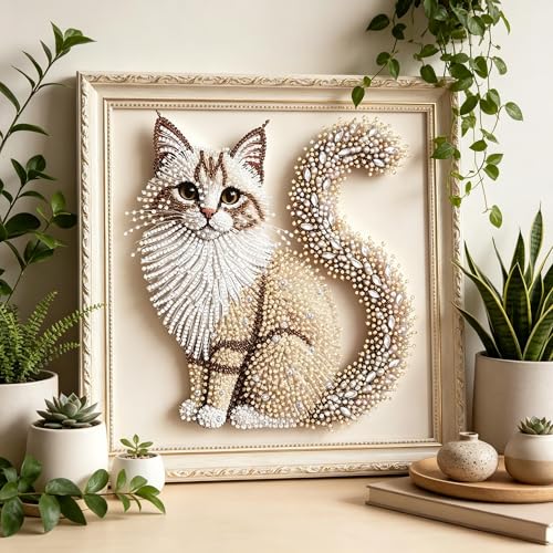 5D Cat Special Shape Diamond Art Kits for Adults,DIY Diamond Painting Kits - color: YP031