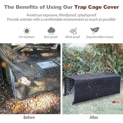 Live Animal Trap Cage with Cover, Heavy Duty Cat Trap for Stray Cats