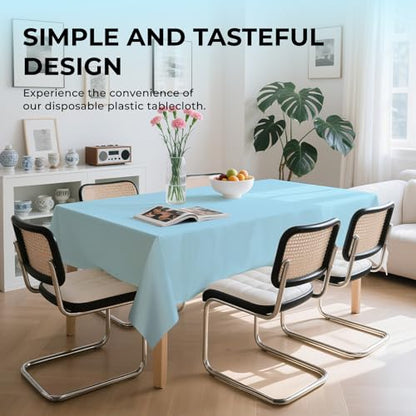 10 Pack Premium Disposable Plastic Tablecloth 54" X 108" Rectangle Table Cover for Birthdays Weddings Christmas Anniversary Buffet Table (Light Blue) - color: Light Blue, size: 54" X 108" Rectangle
