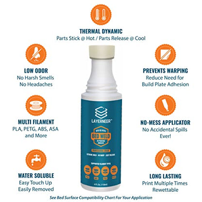 3D Printer Adhesive Glue Bed Weld Original, Strong Grip Reduces Warping