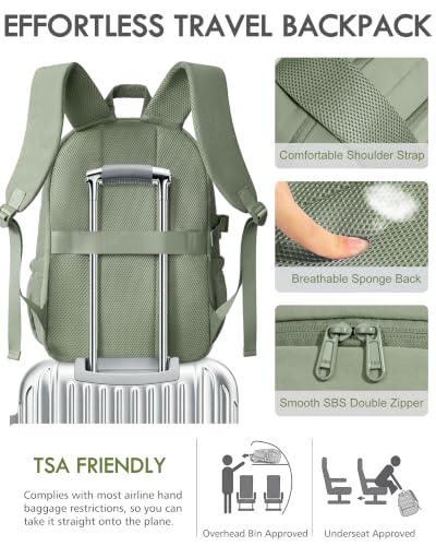 Bagstellar Laptop Backpack for Women, Lightweight College Travel Backpack - color: Sage Green